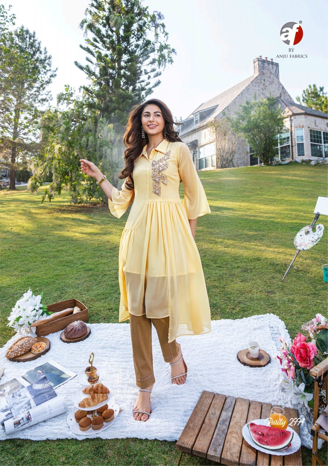 Purity Vol 4 By Af Foux Georgette Party Wear Designer Kurti With Bottom Wholesale Market In Surat